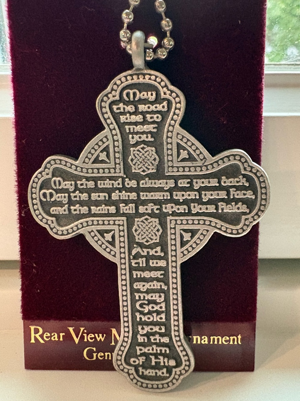 Genuine Pewter Irish Blessing Celtic cross ornament. New